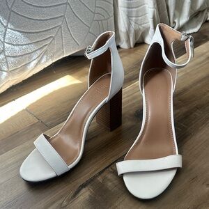 Charlotte Russe White Ankle-Strap Block Heel Sandals
